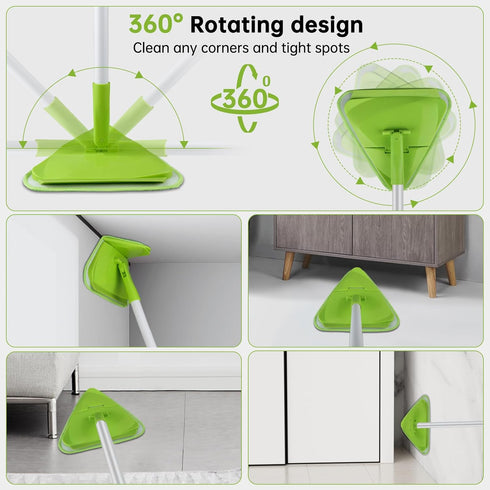 Wall & Baseboard Cleaner Mop Tool with 82'' Long Handle, 360 Degree Rotating Cleaning Tool