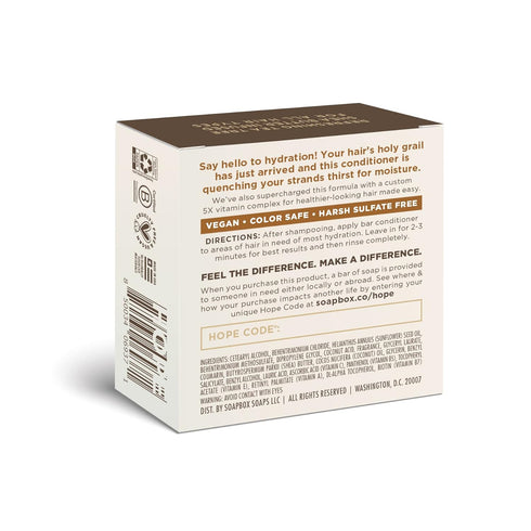 Soapbox Hair Conditioner Bar - Coconut Oil Solid Conditioner for Dry Damaged Hair, 2oz, Vegan & Sulfate Free