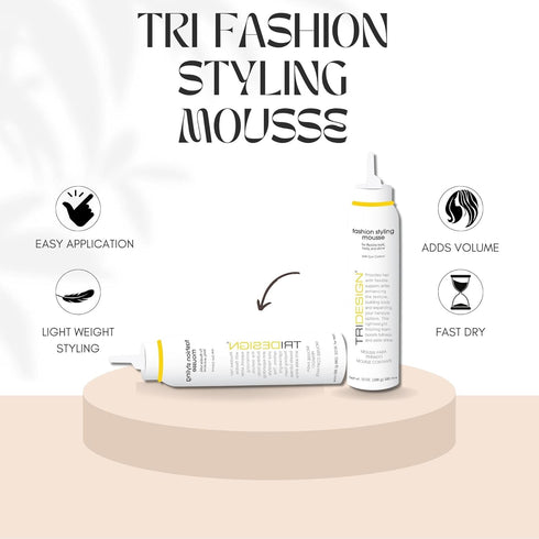 TRI Fashion Styling Mousse - 10 Ounce for Wavy Hair, Volumizing & Taming Curls
