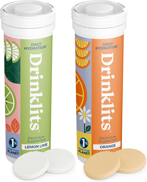 Drinklits Lemon-Lime & Orange Electrolyte Tablets, Citrus Daily Hydration Combo Pack, 20 Servings
