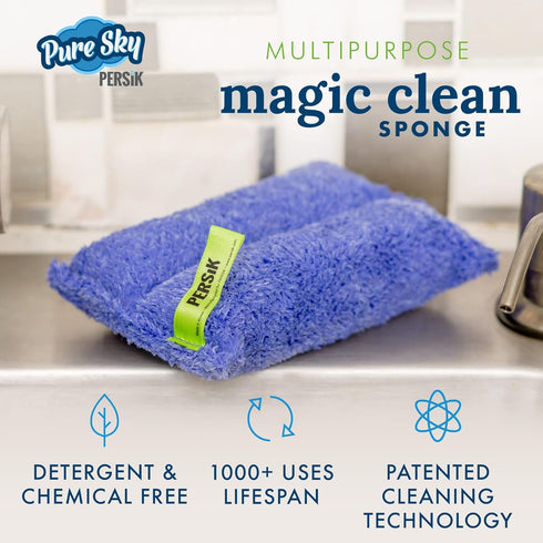 Pure-Sky Ultra-Microfiber Cleaning Sponge – Kitchen, Household and Dish Sponges – Just Add Water, No Detergents Needed