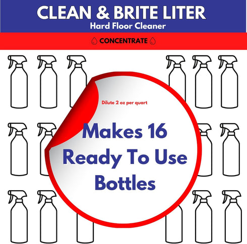 Set (1 32 Oz Don Aslett Clean & Brite Quart Concentrate and Ready-To-Use Spray Bottle) Floor Cleaner | Restore Natural