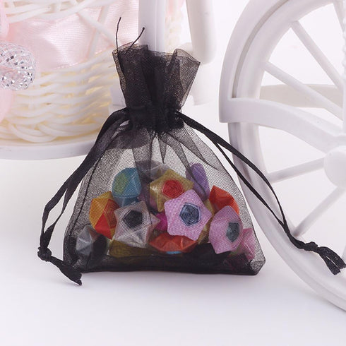 Wudygirl 100pcs Sheer Black Organza Bags - Drawstring Wedding Party Favor Jewelry Storage Sachets, 3.9 by 4.7 inches