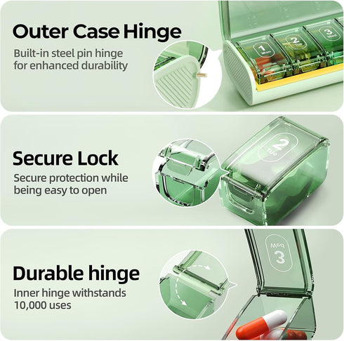 ZHIYES 7 Weekly Pill Organizer,Portable Day Pill Box,Moisture Proof Medicine Pill Organizer,Travel Pill Case