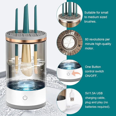 Electric Makeup Brush Cleaner Machine, Fast Automatic Spinning Tool for All Size Brushes, Great Gift