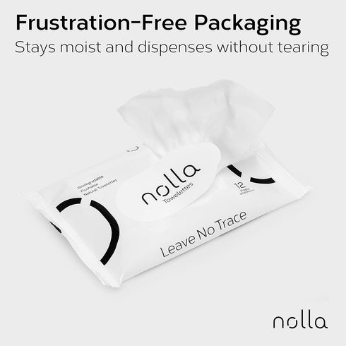 Packs, 100% 120 Count (10 Packs 12) Nolla Flushable Wipes Travel Plant-Based, Plastic-Free and Biodegradable