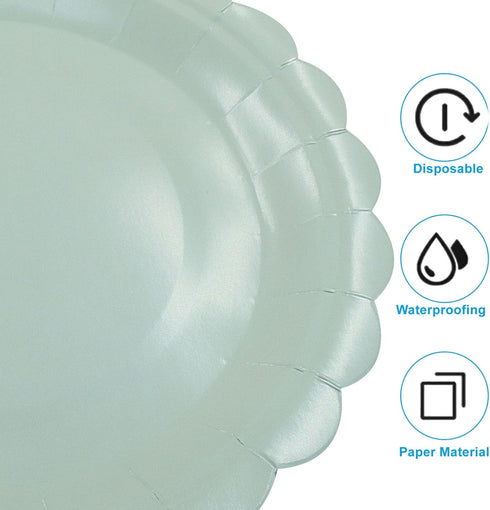 Rierdge 50 7 Inch Pieces Green Paper Plates Disposable Dinner Plates - Elegant & Sturdy Disposable Plates for Parties