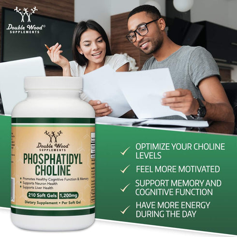 Phosphatidylcholine 1,200mg, 210 Softgels, Enhanced Sunflower and Soy Lecithin for Brain Health Support