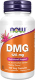 NOW Supplements DMG (N-Dimethyl Glycine) 125 mg, Nutritional Support, 100 Veg Capsules