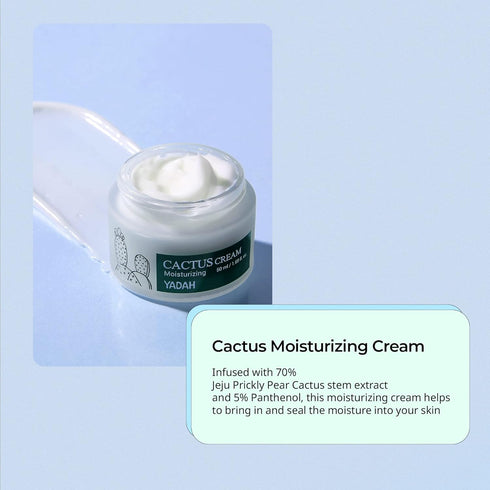 YADAH Cactus Cream 1.69 Fl.Oz. - Facial Hydrating Moisturizer for Sensitive Dry Skin