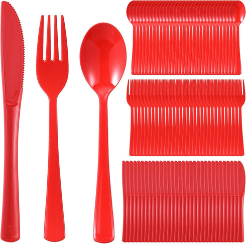 wlilupah 240 Disposable Plastic Cutlery Set 80 Forks and 80 Spoons and 80