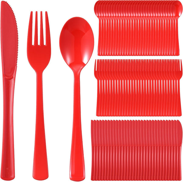 wlilupah 240 Disposable Plastic Cutlery Set 80 Forks and 80 Spoons and 80