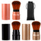 Vtrem Retractable Makeup Brush Set, 3 Colors Kabuki Foundation Brush, Portable Mini Makeup Brushes with Cover