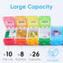 zeeho Button,7 Rainbow Large Weekly Pill Organizer Push Day Pill Box Cute BPA-Free Daily Large Medicine Container