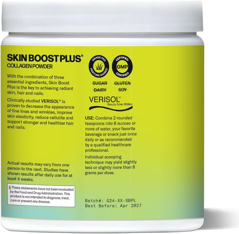 Sparkle Wellness Skin Boost Plus (Acai Lemonade) | Collagen Powder Supplement with VERISOL, Vitamin C, Hyaluronic Acid