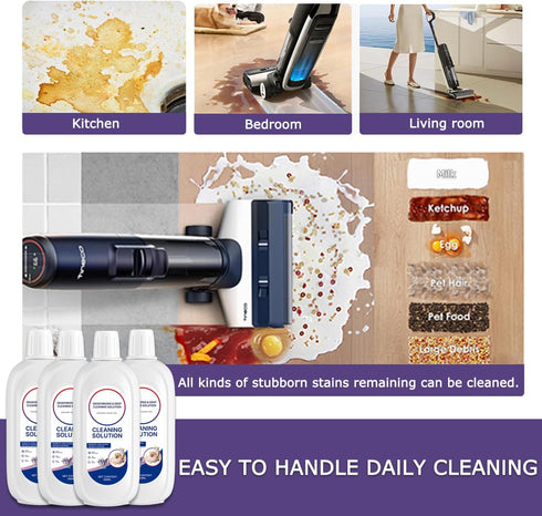 Vacbeuta (4PCS) Floor Cleaner Lavender Scent Compatible with Tineco Cleaning Solution Refill, Deep Cleans Residue