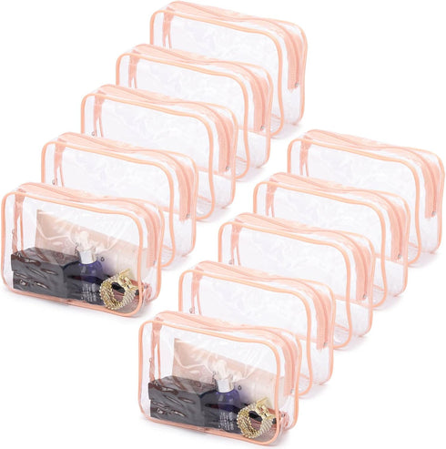 Tbestmax 10 Pack Clear Cosmetic Bags Portable Waterproof TSA Approved Travel Toiletry Bags Organizer
