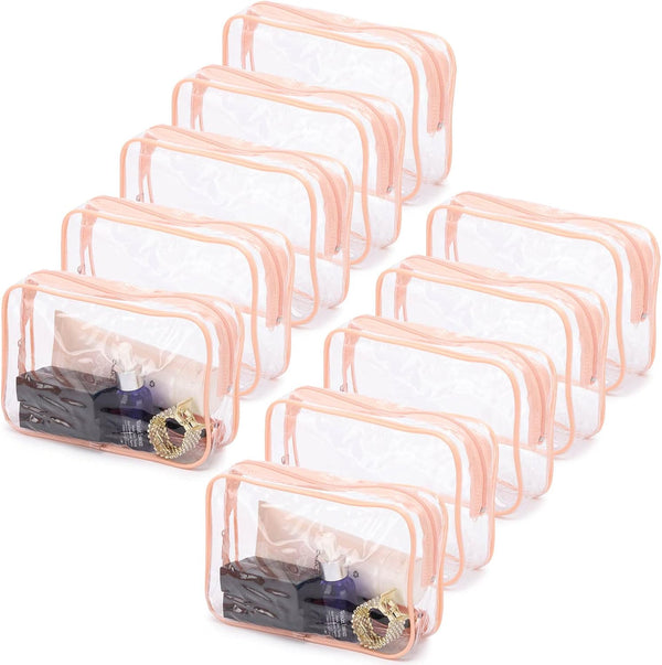 Tbestmax 10 Pack Clear Cosmetic Bags Portable Waterproof TSA Approved Travel Toiletry Bags Organizer