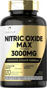 Carlyle Nitric Oxide Supplement 3000mg | 120 Capsules | Pre Workout with L-Arginine & L-Citrulline