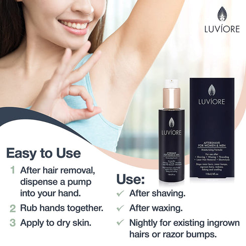 Ingrown Hair Treatment Solution (4 oz) - After Shave for Women & Men - Moisturizing Serum for Bikini Area