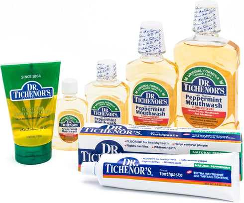 Dr. Tichenor's Peppermint Mouthwash Concentrate - Oral Rinse for Bad Breath, 8 Ounce (Pack of 3)