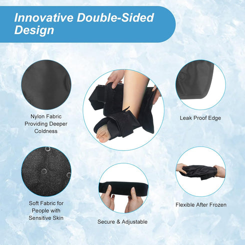Ankle Ice Pack Wrap for Swelling, Reusable Gel Cold Compress Therapy for Foot Pain Relief and Injuries