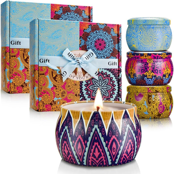 Candle Gift Set Bundle for Women, 2 Sets of 4 Scented Candles