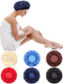 Syhood 6 Pieces Satin Bonnet Sleep Cap, Soft Elastic Night Hair Cover for Women in Red, Navy Blue, Dark Blue, and More