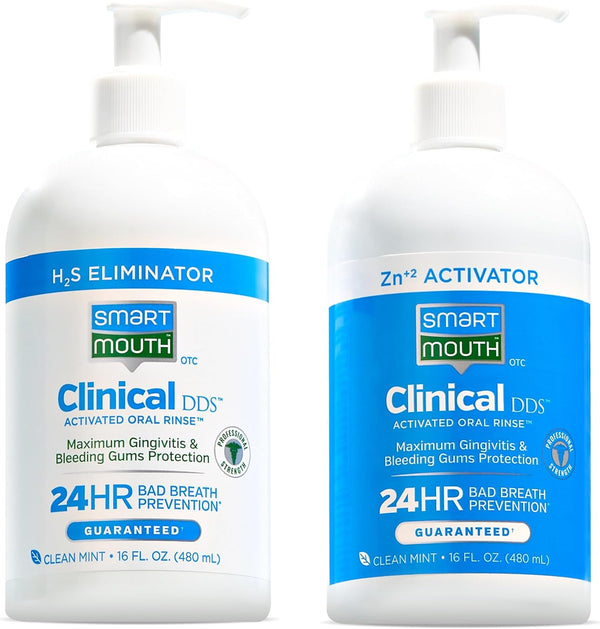 SmartMouth Clinical DDS Activated Mouthwash (2-Bottle, 32 fl oz) - Gum Health Support, Clean Mint Flavor