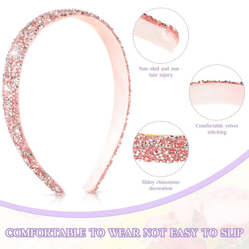 Waydress 4 Pieces Rhinestone Headband, Glitter Sparkly Hairbands for Women Girls Hair Accessories