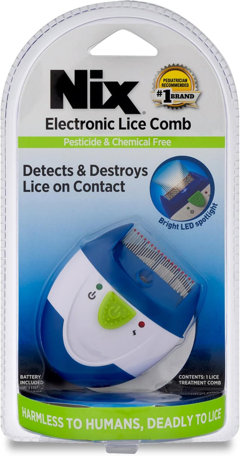 Nix Electronic Lice Comb - Instantly Kills Lice & Eggs, Removes from Hair