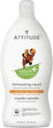 ATTITUDE Dishwashing Liquid, EWG Verified, Vegan, Plant Based, Citrus Zest, 23.7 Fl Oz
