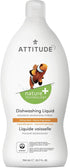ATTITUDE Dishwashing Liquid, EWG Verified, Vegan, Plant Based, Citrus Zest, 23.7 Fl Oz