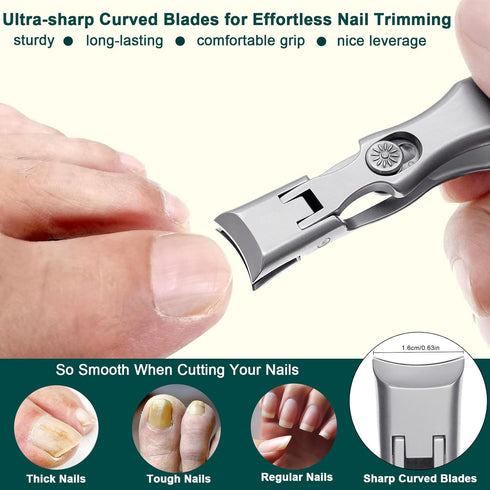 Nail Clippers for Thick Toenails, Heavy Duty Fingernail Clipper, Portable Ultra Sharp Splash Proof Large Trimmer for Men
