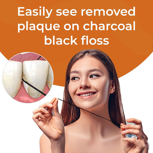 Xlent Pack 2 Expandable Floss Treated Activated Charcoal, Xylitol Natural Plant Based Wax in Cinnamonflavor