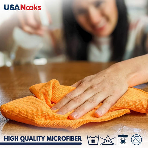 Microfiber Cleaning Cloth - 12x11 Inch Ultra Absorbent Towel for Streak-Free Shine, Lint Free, 12 Pack