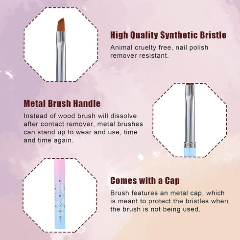 3pcs Nail Art Clean Up Brushes, Round & Angled Head Silicone Nail Art Tools for Painting Design Polish Cleaning