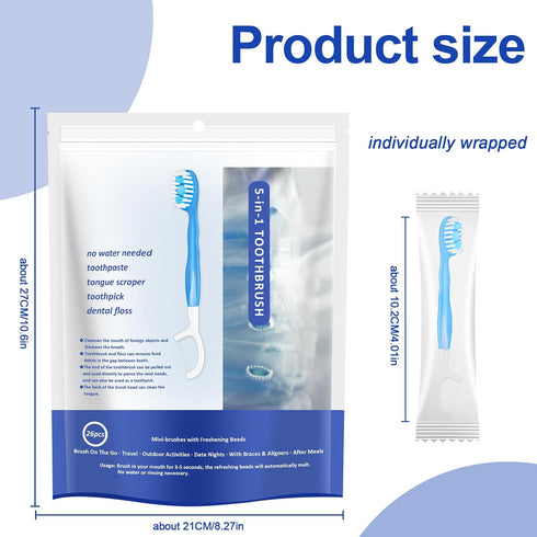 JOUGE 26 5 1 5 26) Mini Disposable Toothbrushes with Toothpaste pcs in Travel Portable Toothbrush with Toothpaste +