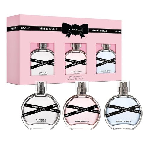 So…?...? Miss Set - Perfumes for Women, Floral, Fruity & Vanilla Notes - 800 Sprays - 3 pcs Gift Set