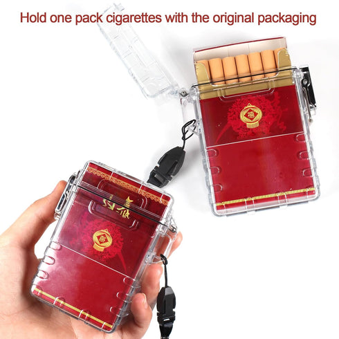 Outdoor EDC Transparent Waterproof Cigarette Case, 20 Capacity for Regular/King Size 85mm Cigarettes Box Holder