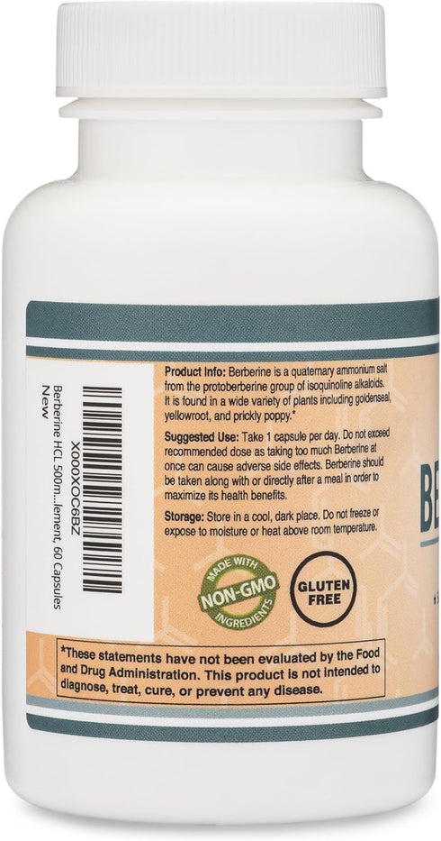 Berberine Supplement 500mg - 60 Capsules, Non-GMO, Gluten Free, AMPK Activator for Cardiovascular Health