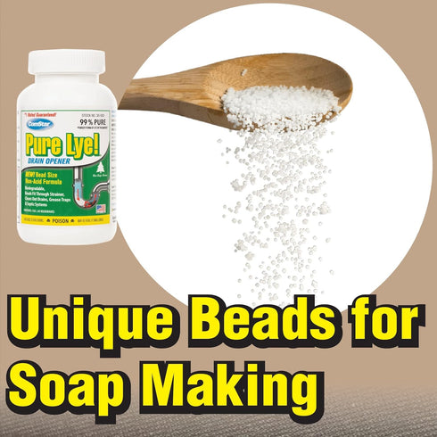 ComStar Pure Lye | 99% Pure Sodium Hydroxide Beads | Eco-Friendly Biodegradable Drain Opener | Safe on Fixtures | 1 lb.