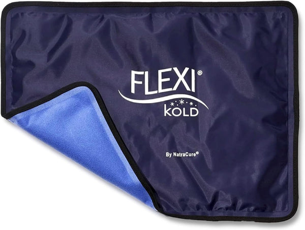 FlexiKold Large Reusable Gel Ice Pack with Straps – Flexible Cold Compress for Injuries, Medical Ice Wrap, Standard