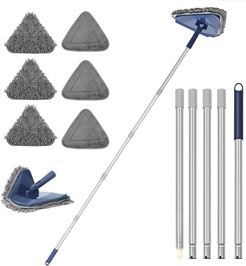 JEHONN Wall Cleaner Mop with Long Handle, 3-in-1 Ceiling Cleaning Tool with 6 Replacement Microfiber Pads
