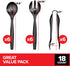 18 Count Disposable Serving Utensils, Black Plastic Serving Utensils Set for Catering Weddings, Holiday Parties, and More, Disposable Serving Spoons for Buffet, Party Utensils, Stock Your Home