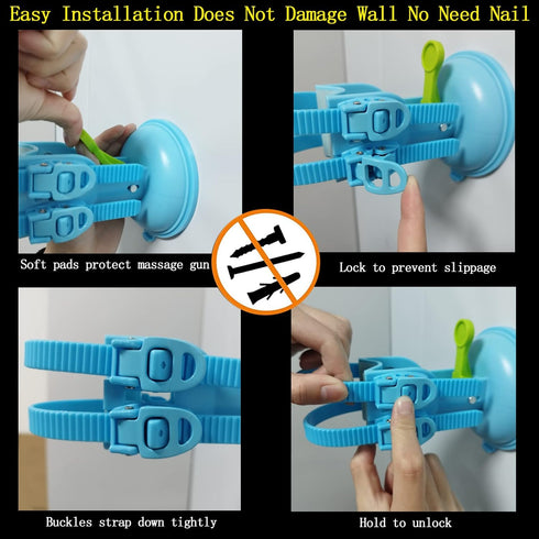 Piudiog Setup Massage Gun Holder - Vertiball Massager Wall Mount, Hands-Free Massage Gun Mount for Self Back Massage