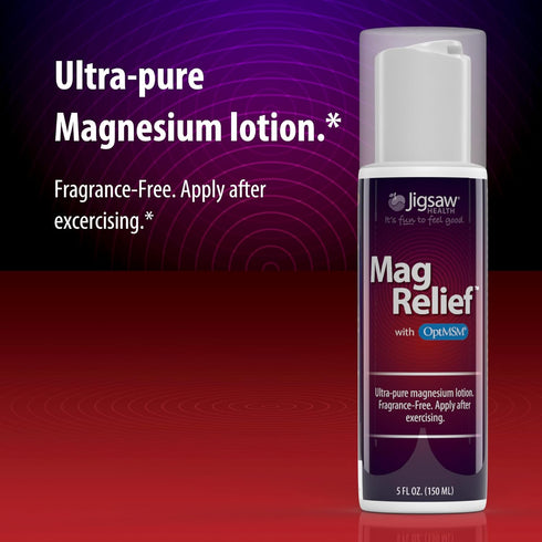 Jigsaw Health MagRelief Ultra Pure Magnesium Lotion with Zechstein Magnesium Chloride and OptiMSM, Fragrance Free