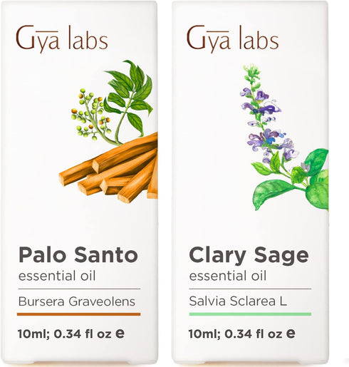 Palo Santo Essential Oil for Diffuser & Sage Oil for Skin Set