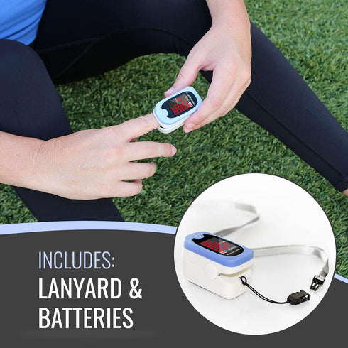 HealthSmart Pulse Oximeter for Fingertip, Displays Blood Oxygen Saturation, Pulse Rate with LED Display, Batteries