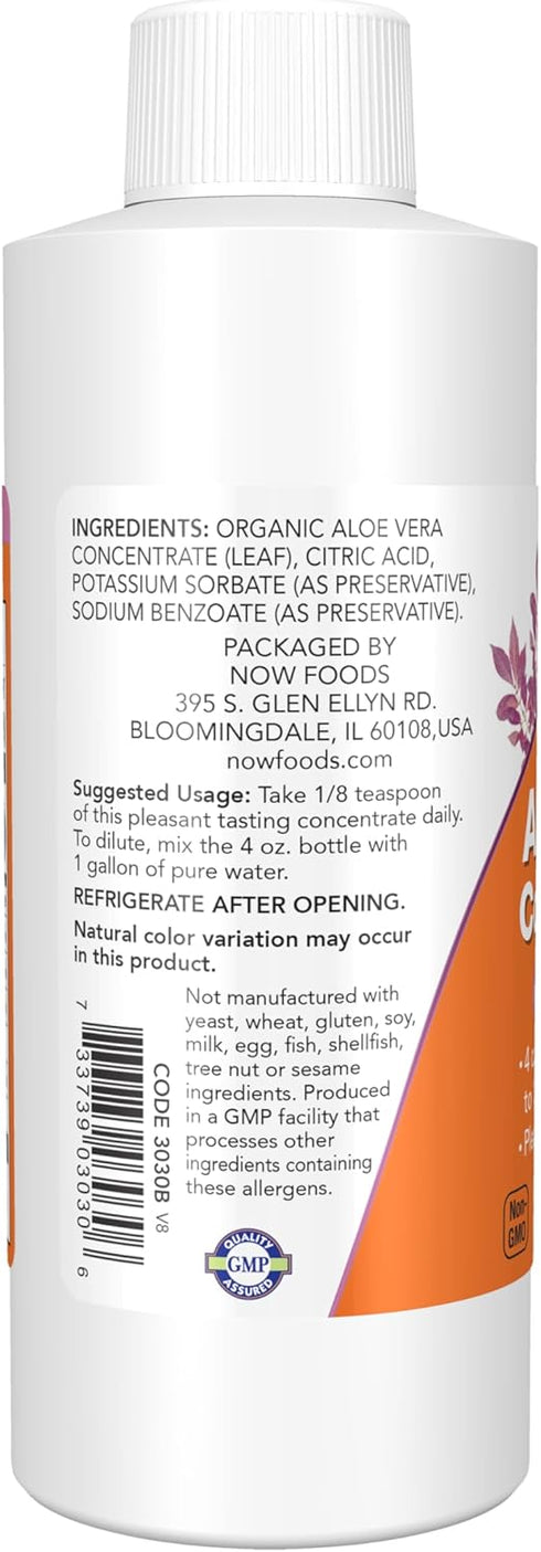NOW Supplements Aloe Vera Concentrate (40:1) | 4-Ounce with Active Polysaccharides